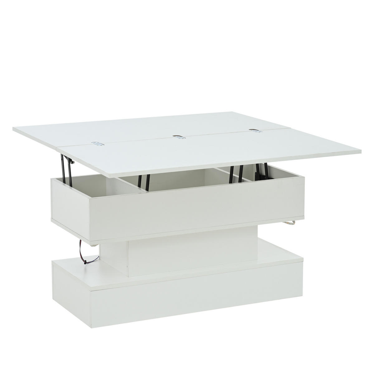 COUCHTISCH höhenverstellbar Weiß 100/50/51,5 cm - Weiß, Holzwerkstoff (100/50/51.5cm)