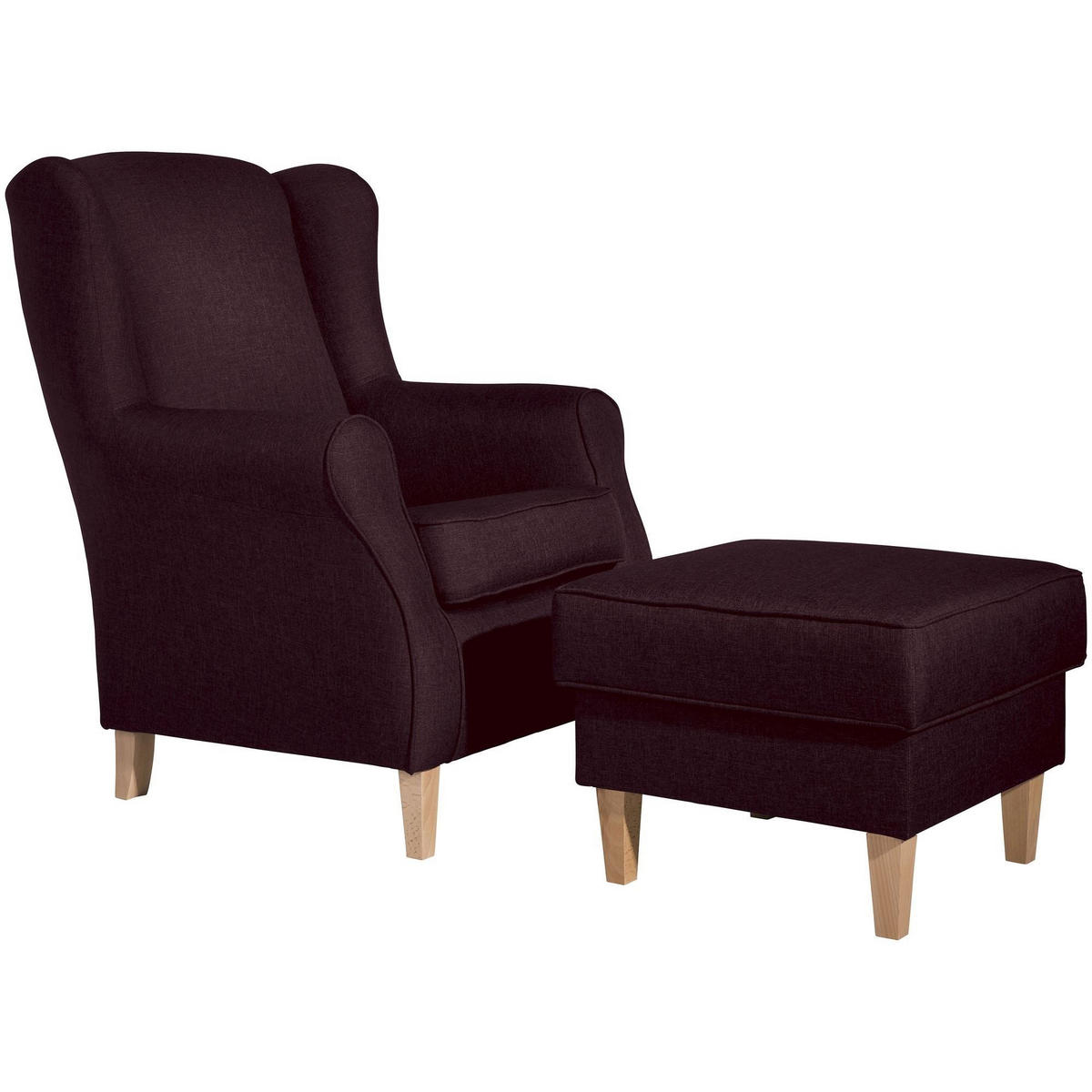 OHRENSESSEL Karlen Bezug Flachgewebe Buche natur / burgund - Brombeere/Buchefarben, Kunststoff (86/103/77cm) - 58aufmkessel