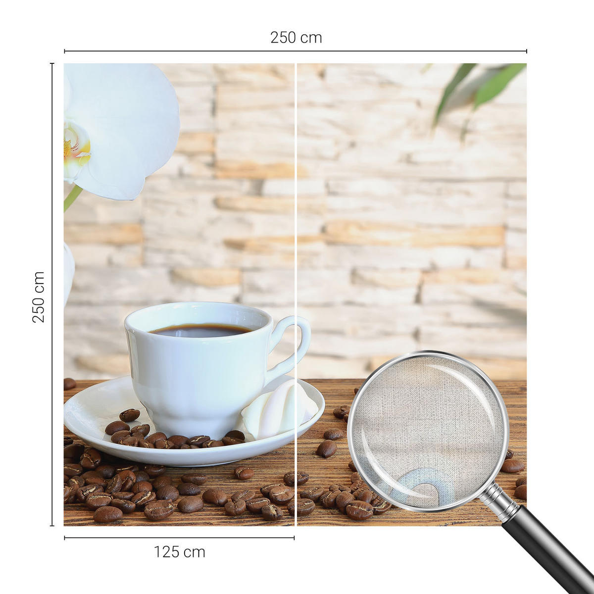 FOTOTAPETE 250x250 cm - Florale Entspannung - Weiß, Textil (250/250cm) - Wallfluent
