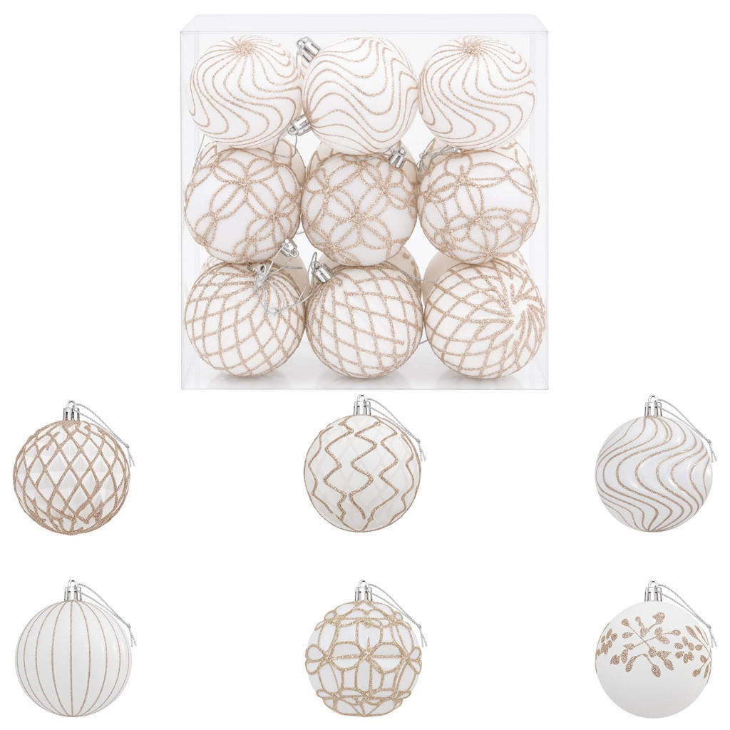 WEIHNACHTSKUGELSET XL 18 -teilig 8 cm Weiß Polystyrol - Weiß, Kunststoff (8/8/8cm) - vidaXL