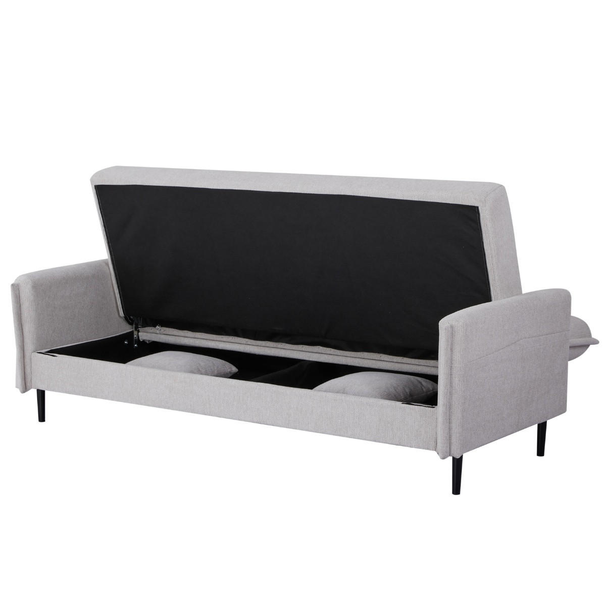SCHLAFSOFA 3-Sitzer mit Stauraum aus Stoff, Beige - Beige, Textil (85/87/200cm) - Giga Meubel