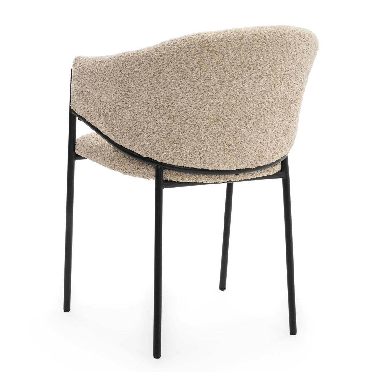 STUHL BUENO gespolsterter - hellbeige - Glamour Boucle Chenille - Beige/Schwarz, Textil/Metall (55/83/56cm) - NEW HOME