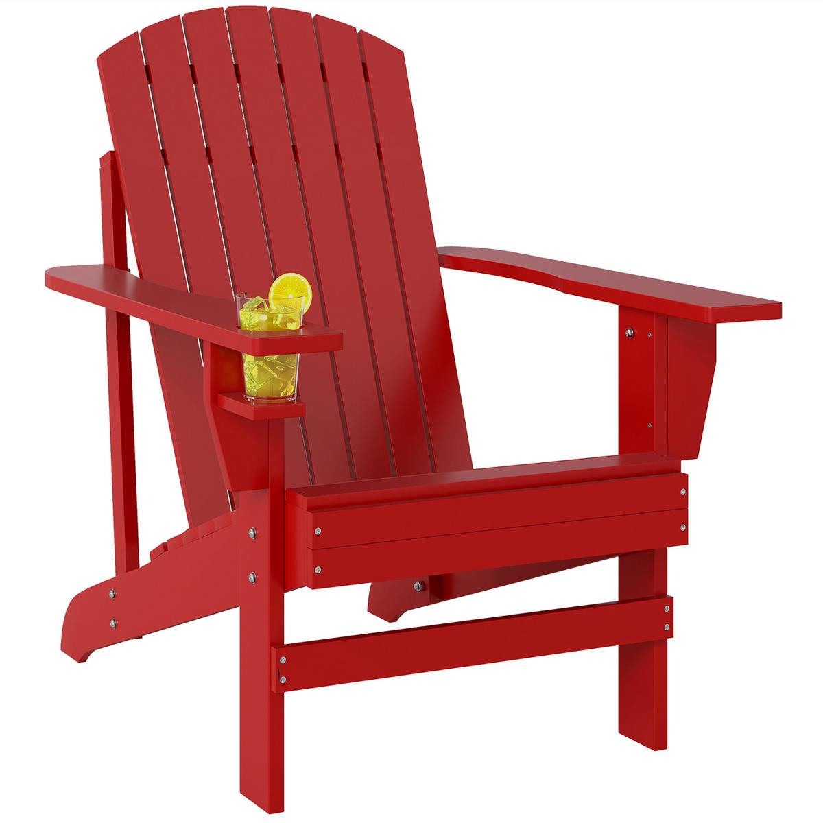 GARTENSTUHL DE-17769 mit integriertem Getränkehalter Rot - Rot, Holz (95/93/72cm) - ComfortXL