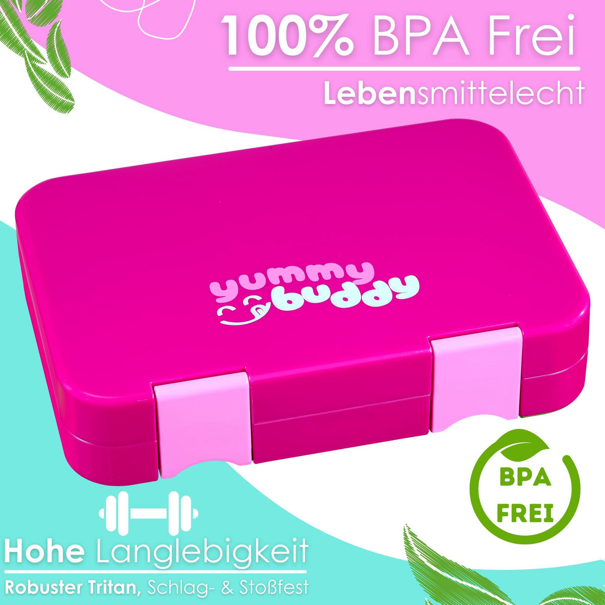 SNACKBOX mit Klick-Verschluss BPA-Frei Tritan Pink - Pink, Kunststoff (15/4.5/21cm) - Ecosa