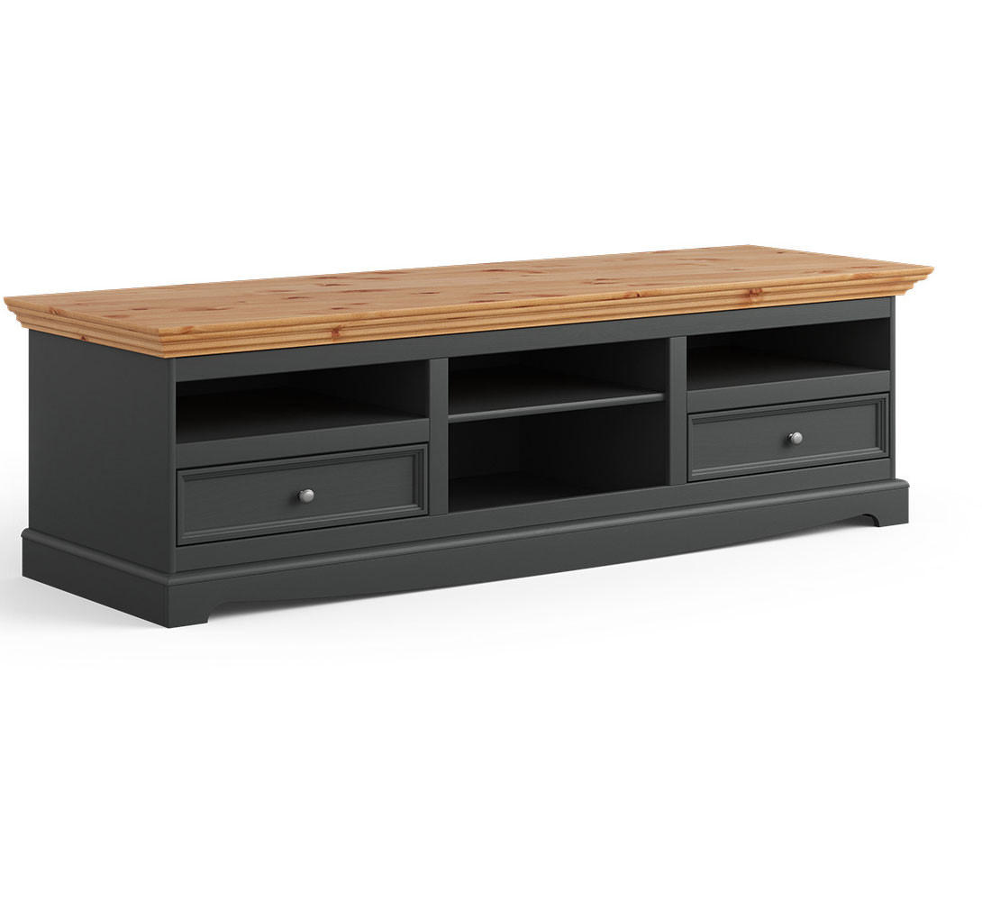 LOWBOARD Belluno Elegante Kiefer Natur gebeizt / basaltgrau (RAL7012) lackiert 167 / 53 / 53cm - Grau/Kieferfarben, Holz/Metall (167/53/53cm) - Feldmann-Wohnen