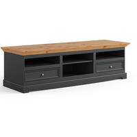 LOWBOARD Belluno Elegante Kiefer Natur gebeizt / basaltgrau (RAL7012) lackiert 167 / 53 / 53cm - Grau/Kieferfarben, Holz/Metall (167/53/53cm) - Feldmann-Wohnen