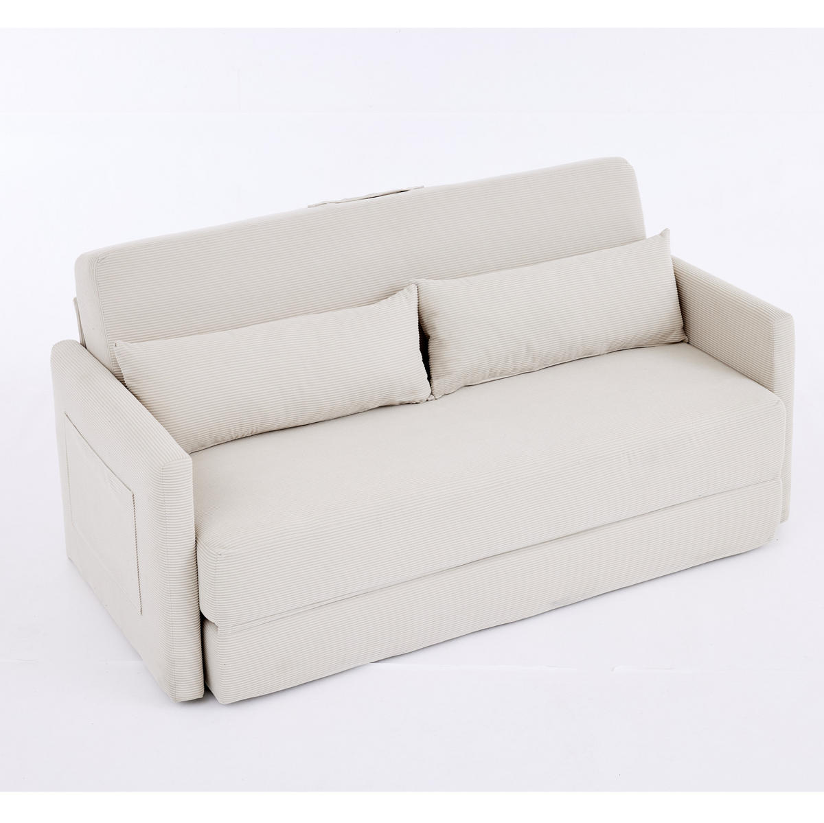 SOFABETT 2-Sitzer klappbar 165 cm Cord Beige - Beige, Metall (1654/82/92cm) - Meubliv
