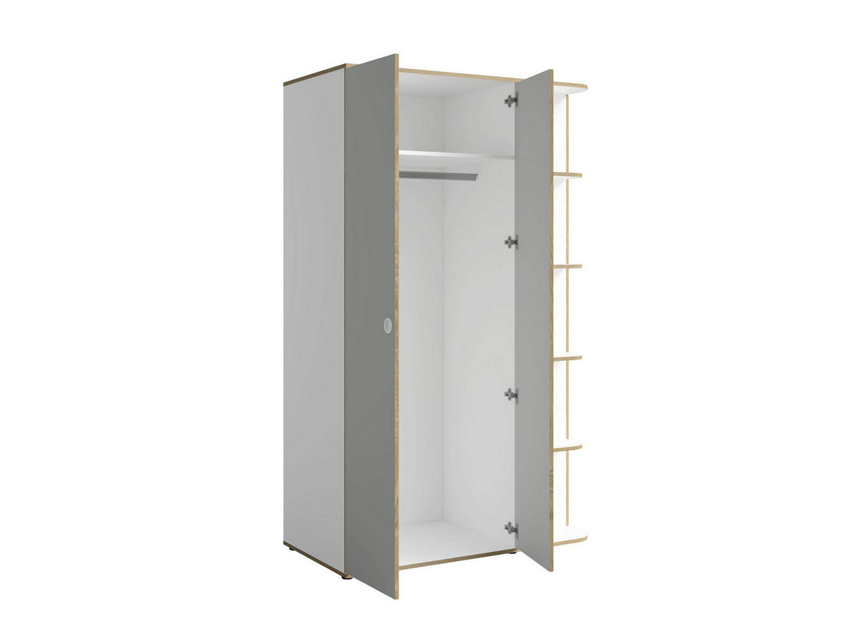 DREHTÜRENSCHRANK AMARIS 120/196,5/60cm 3-türig Weiß - Weiß/Grau, Holzwerkstoff (120/196.5/60cm) - MASSENO