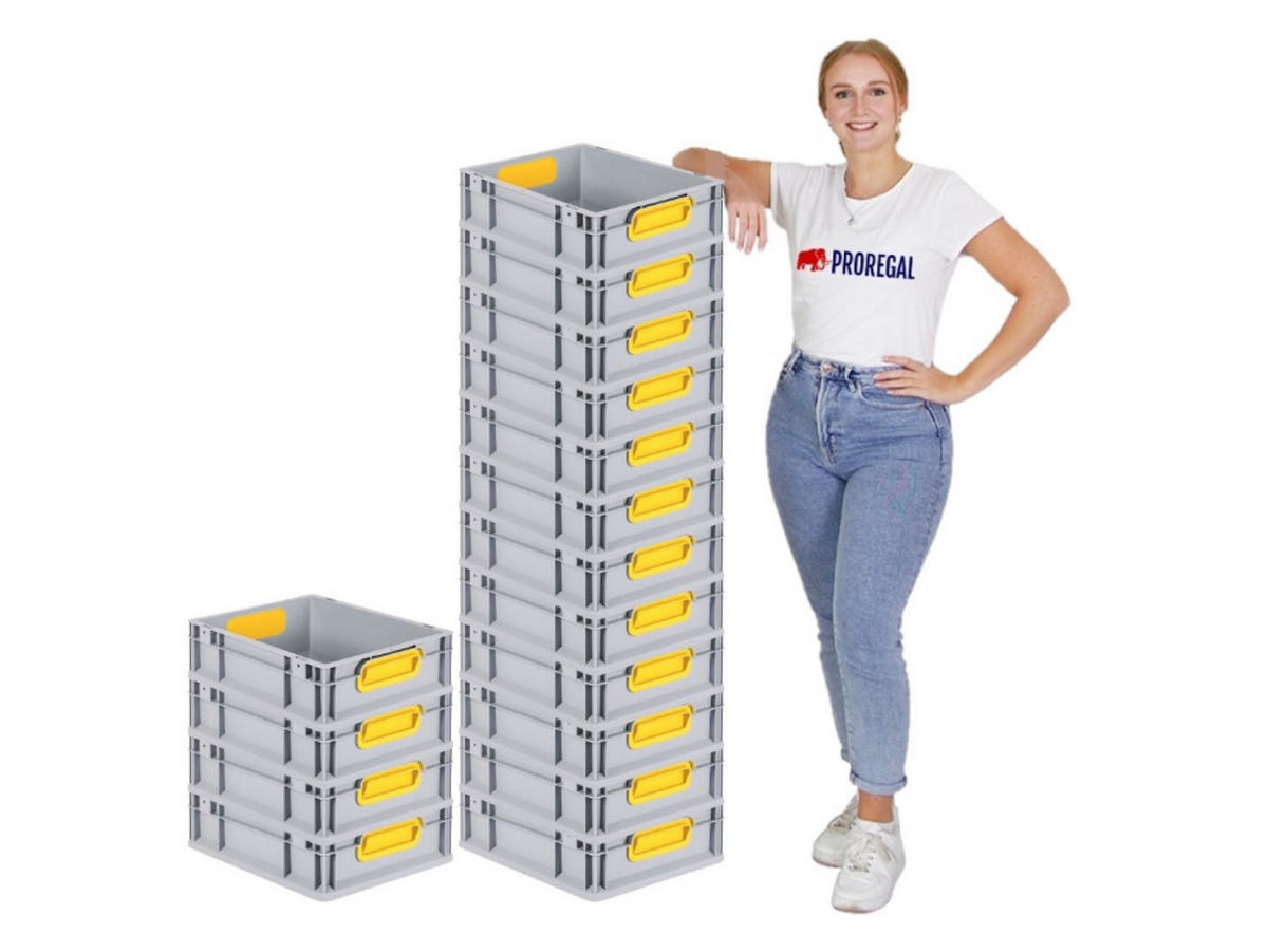 EUROBOX 16x Nextgen Color 12x30x40cm 11 Liter Griffe Gelb Geschlossen - Gelb, Kunststoff (30/12/40cm) - PROREGAL