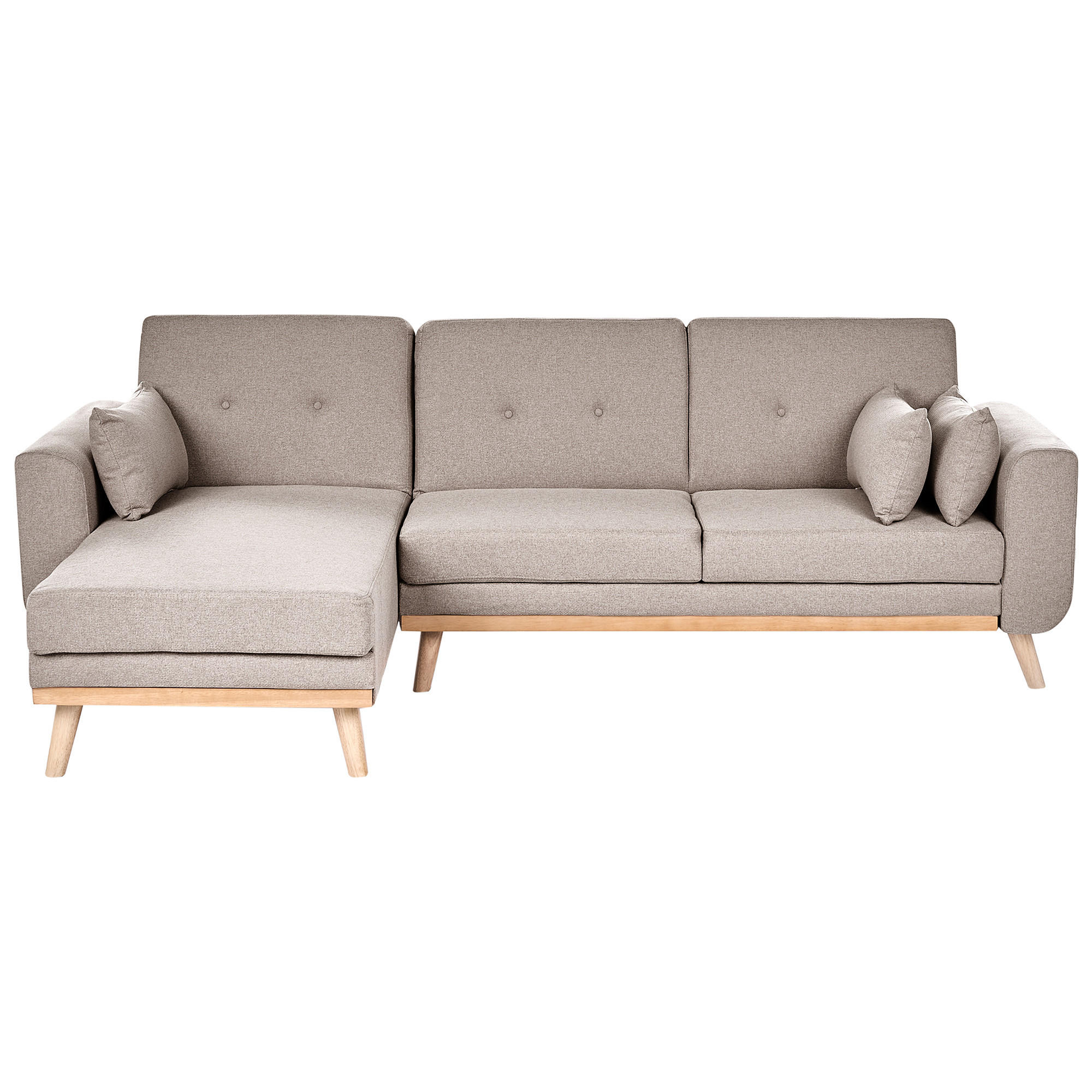 ECKSCHLAFSOFA 3-Sitzer Stoff Beige rechtsseitig Kaarina - Hellbraun, Textil (260/152cm) - Beliani