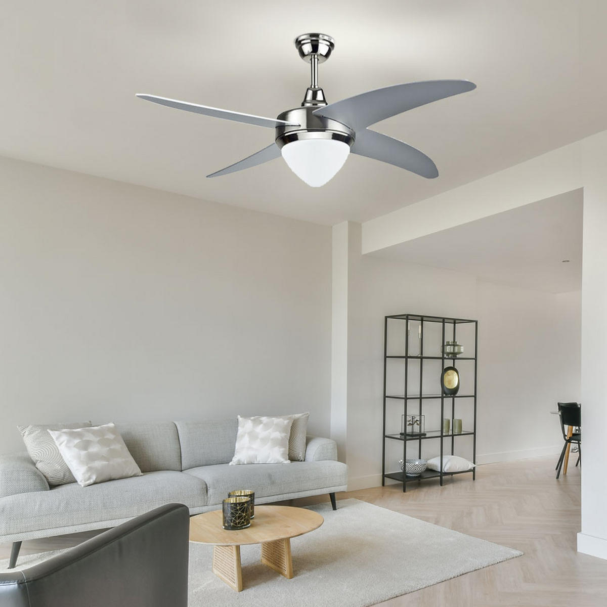 LED DECKENLEUCHTE Ventilator Silber - Silberfarben, Glas (106/106/39cm)