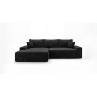 ECKSOFA VERONA links schwarz Cord Poso 135 - Schlaffunktion, Bettkasten - Schwarz, Textil (280/185cm) - Cornero