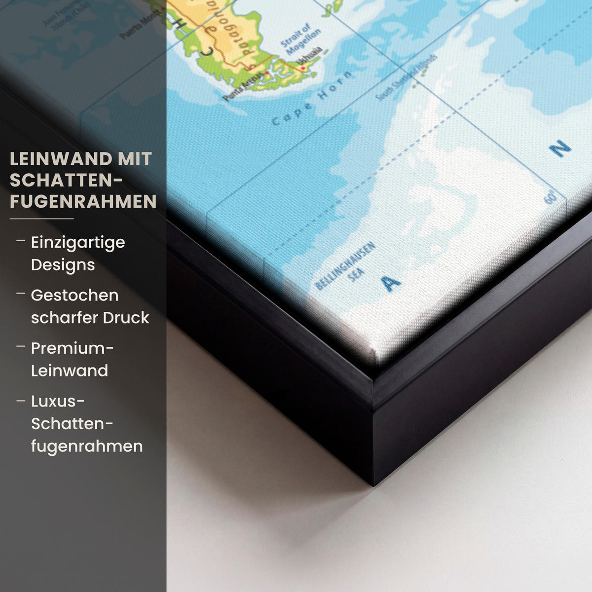 LEINWAND Bilder mit Rahmen - Weltkarte - Statistisch - Blau - Erde - Bildung - 40x60 - Blau, Textil (40/60cm) - MuchoWow