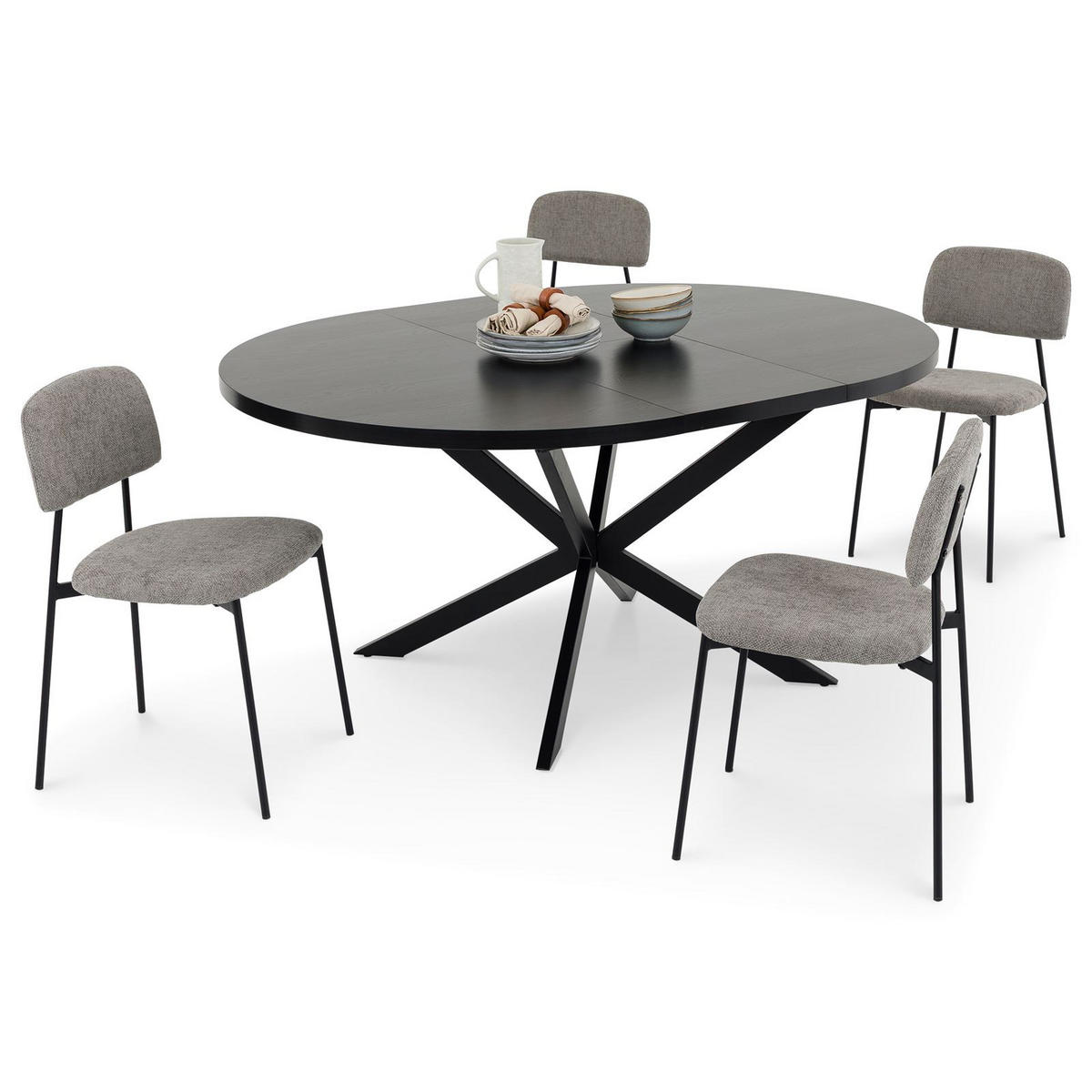 ESSGRUPPE TOLEDO 5er Set schwarz - Schwarz, Holzwerkstoff/Metall - IDIMEX