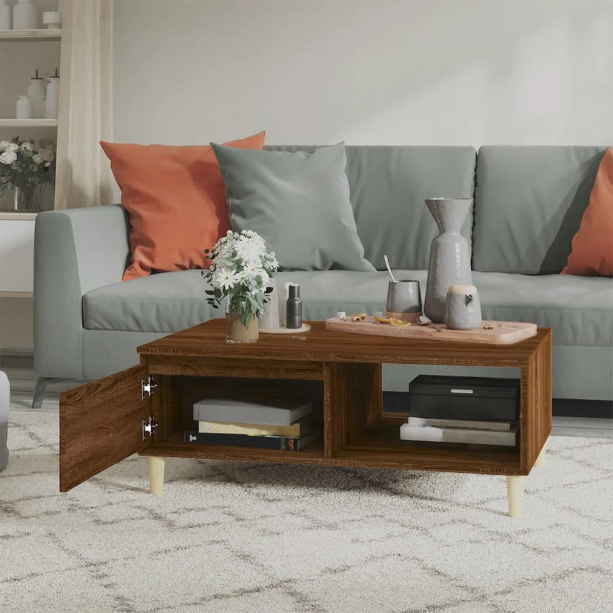 COUCHTISCH Braun Eichen-Optik 90x60x35 cm Holzwerkstoff - Braun, Holzwerkstoff (90/60/35cm) - furnicato