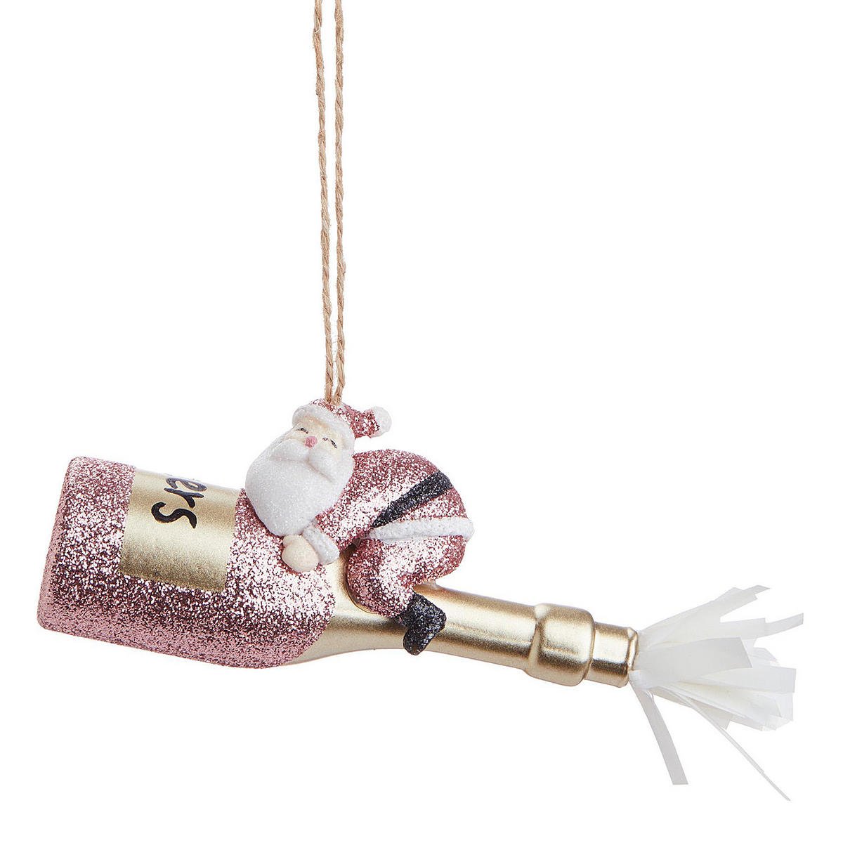 BAUMANHÄNGER Hang On Santa Sektflasche - Pink, Glas (3.5/15/6cm) - Butlers