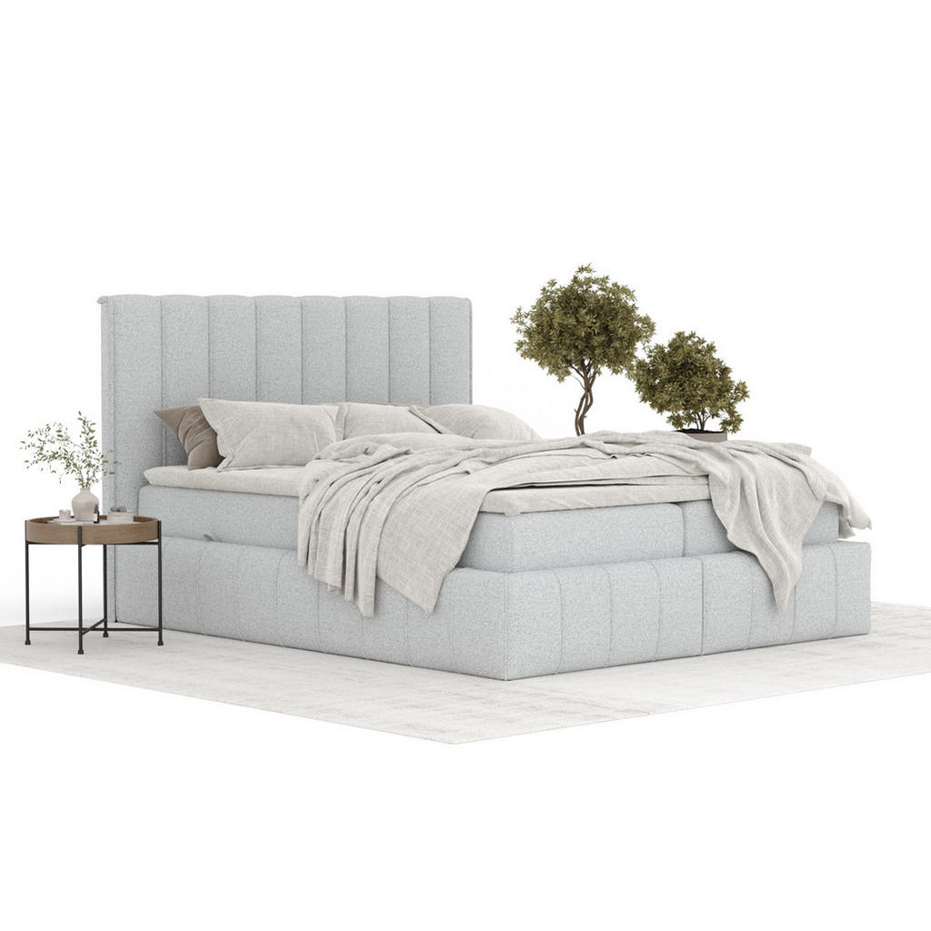Thumbnail - Maison de Reve Boxbett, Hellgrau, Textil, Buche, Kiefer, H3, Höhe ca. 16 cm, 160x200 cm, FSC 100%, Made in EU, Oeko-Tex®...