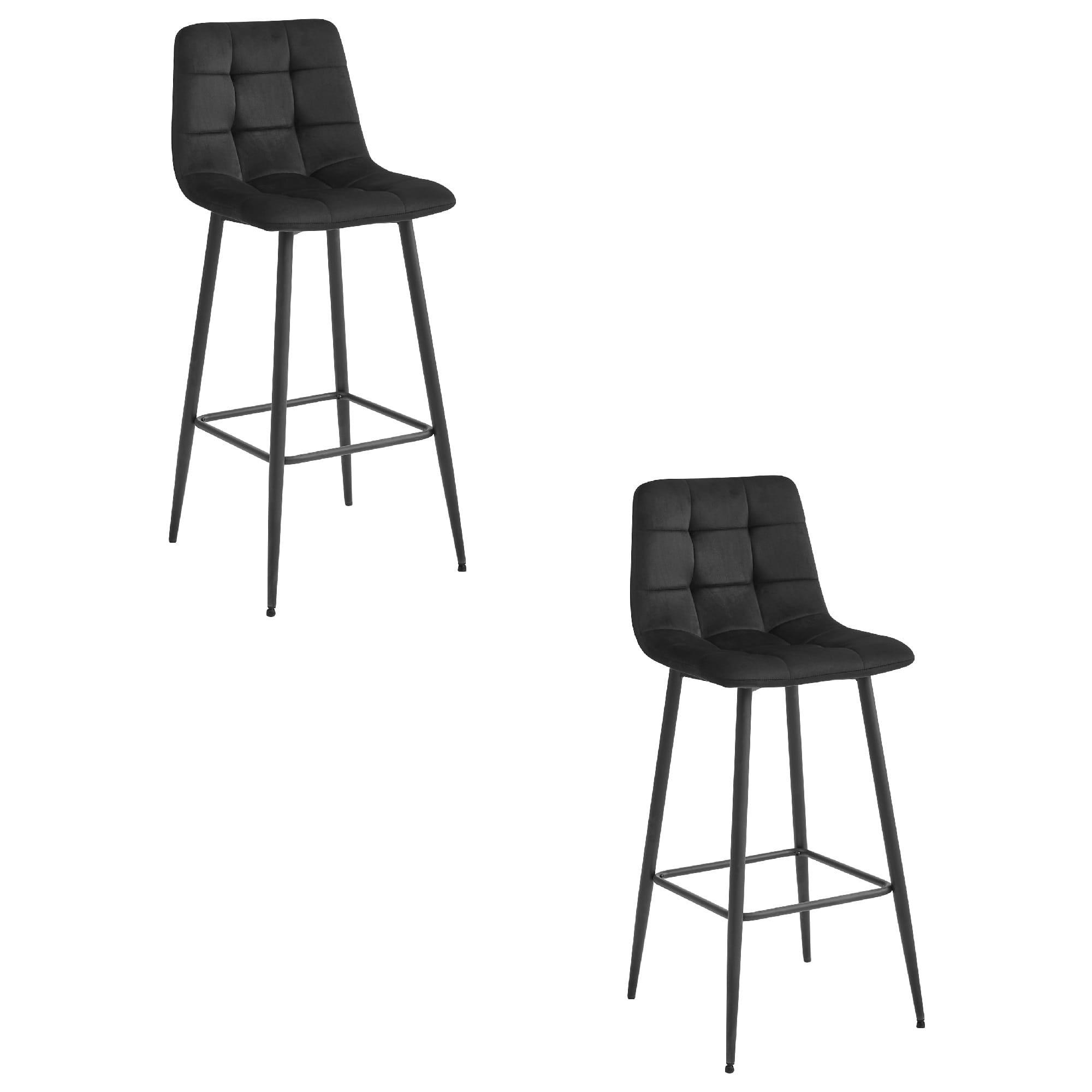 BARHOCKER 2-er Set TEOTO schwarzer Sitz, schwarze Basis - Schwarz, Textil (43.5/104/32.5cm) - Valora