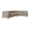 ECKSOFA Chesterfield Lexi Dunkle Creme Samt, Ottomane rechts - Goldfarben/Creme, Holz/Textil (264/204cm) - S-Style Möbel