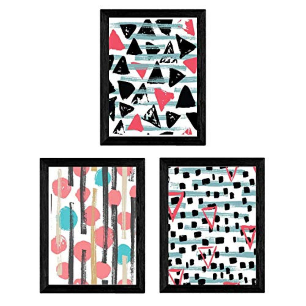 POSTER Set Mit 3 Aquarell Rahmen A3 Schwarzer Rahmen - Schwarz, Papier (29.7/5/42cm) - Nacnic