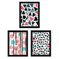 POSTER Set Mit 3 Aquarell Rahmen A3 Schwarzer Rahmen - Schwarz, Papier (29.7/5/42cm) - Nacnic