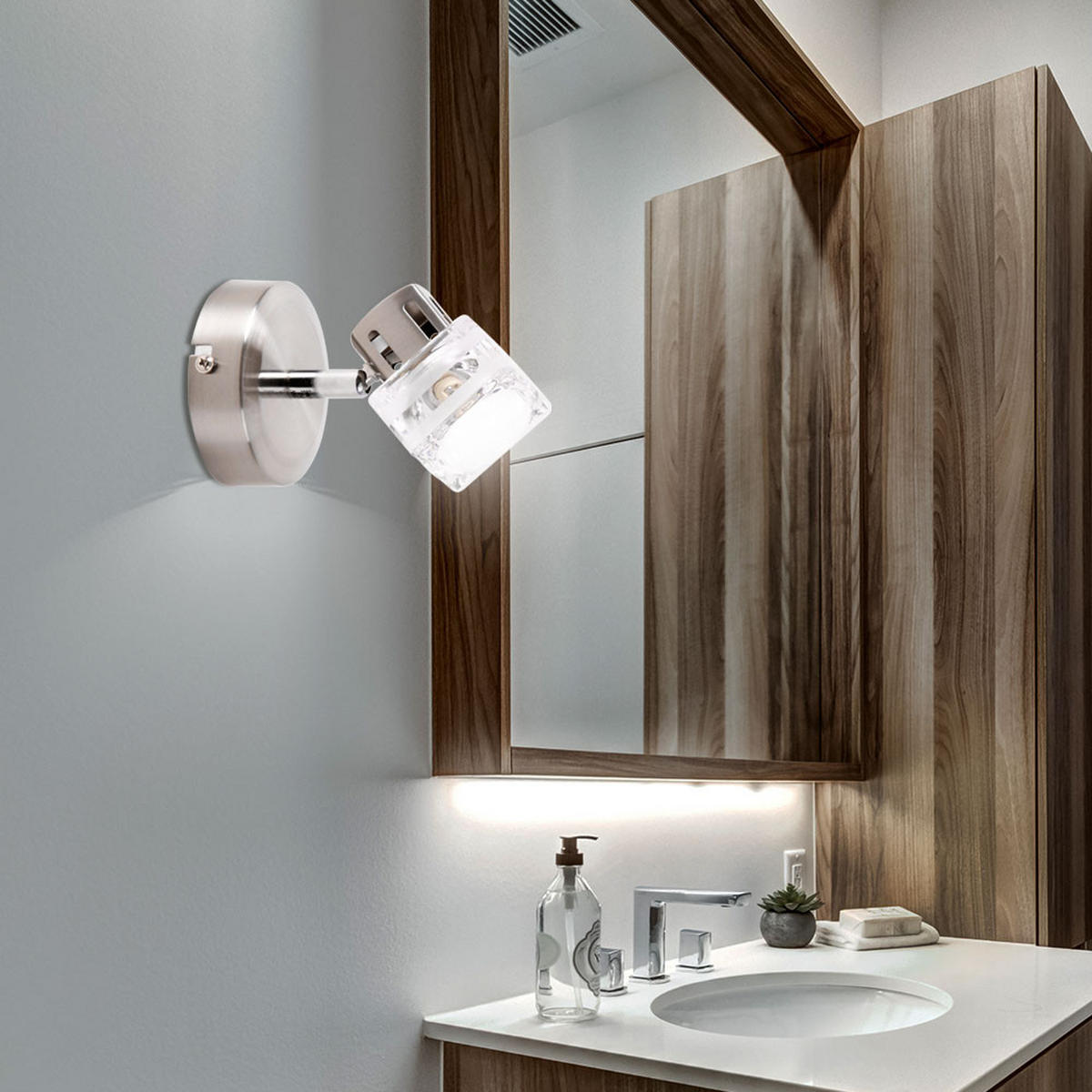 LED WANDLEUCHTE Sulla Silber - Silberfarben, Glas (9/12/9cm)