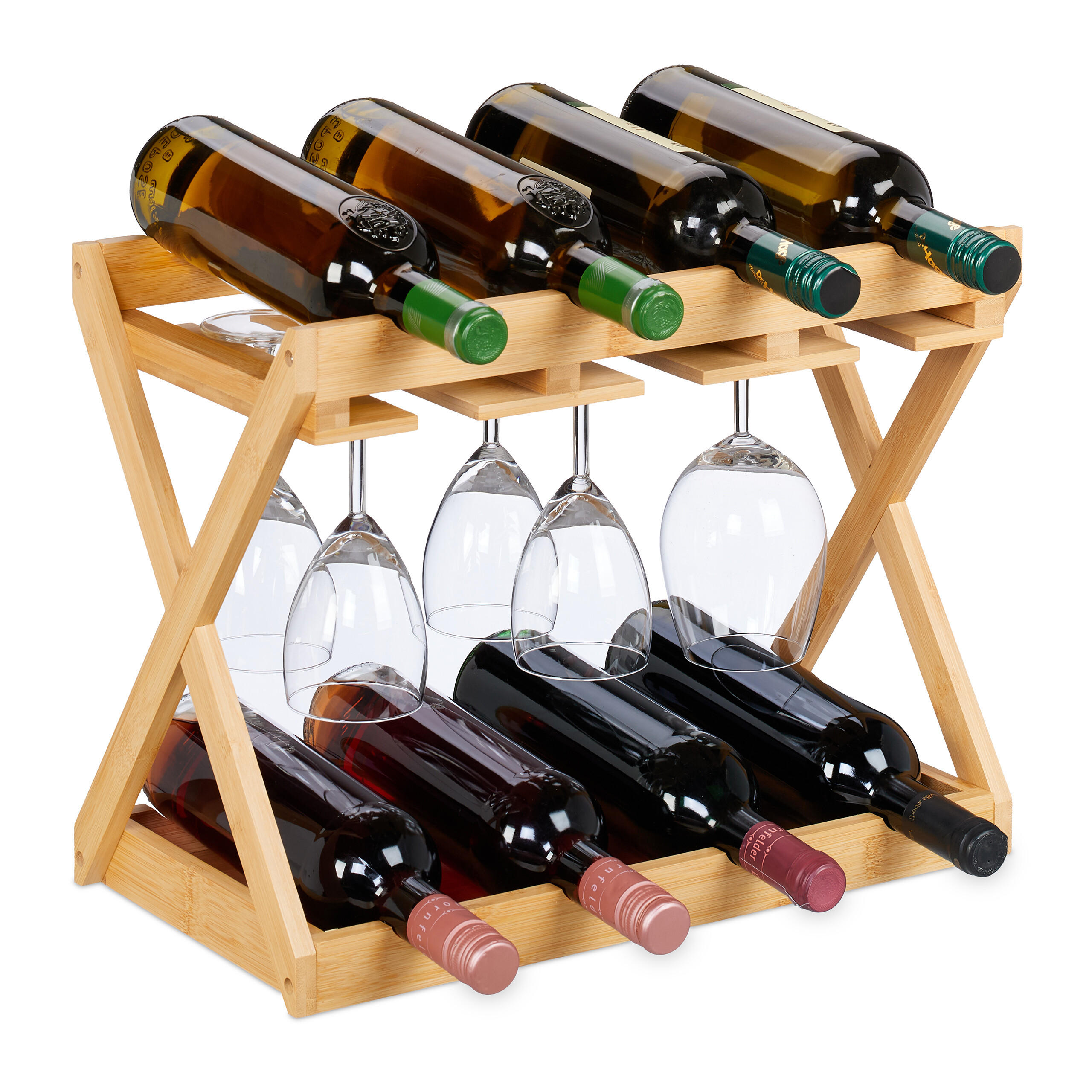 WEINREGAL - Hellbraun, Holz/Holzwerkstoff (45/35/23cm) - Relaxdays