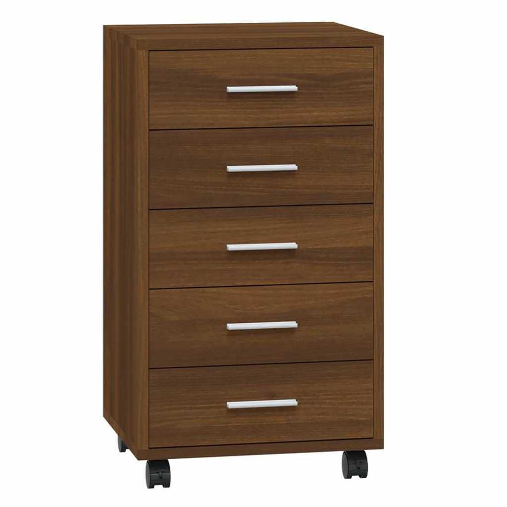 SCHUBLADENSCHRANK Mit Rollen Braun Eichen-Optik Holzwerkstoff - Braun, Holzwerkstoff (38/63/33cm) - vidaXL