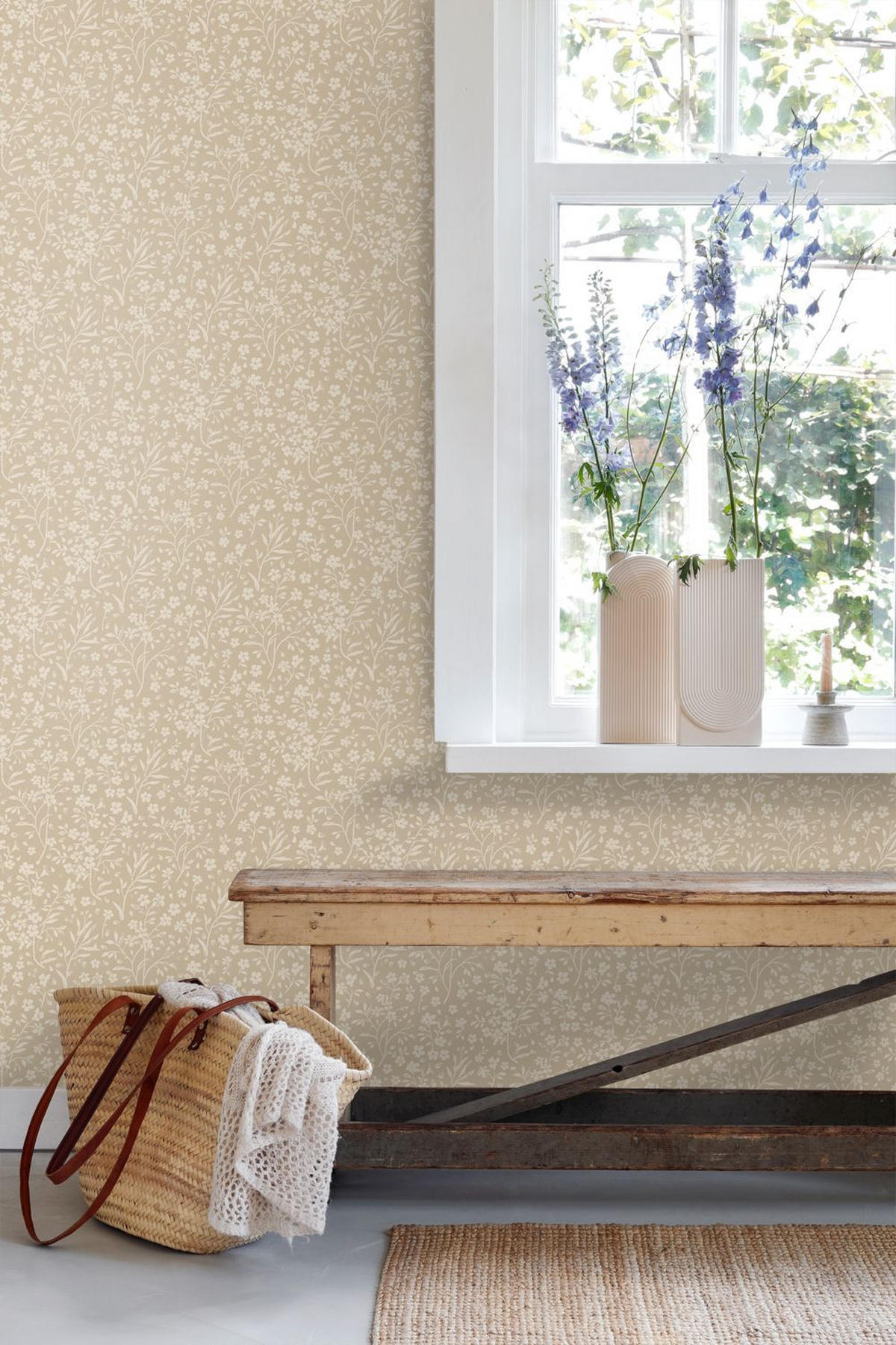 TAPETE Blumen 50 x 900 cm - Beige, Papier (50/0.1cm) - ESTAhome