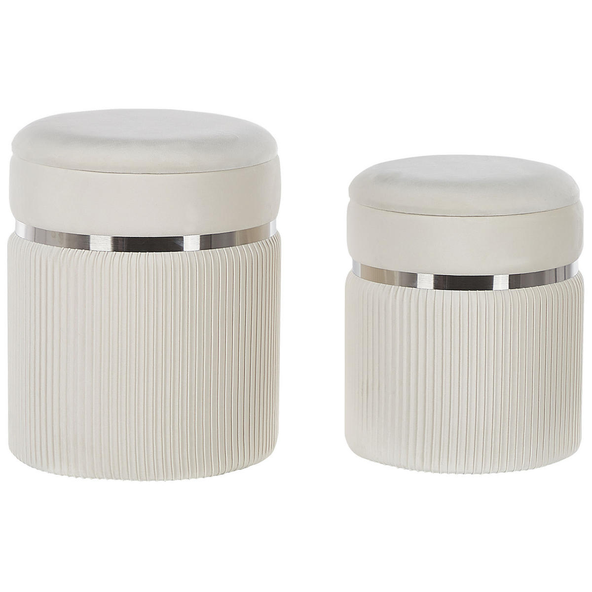 POUF Camdenton 36-31/36-31/44-38 cm - Weiß, Textil (36/38/36cm) - Beliani