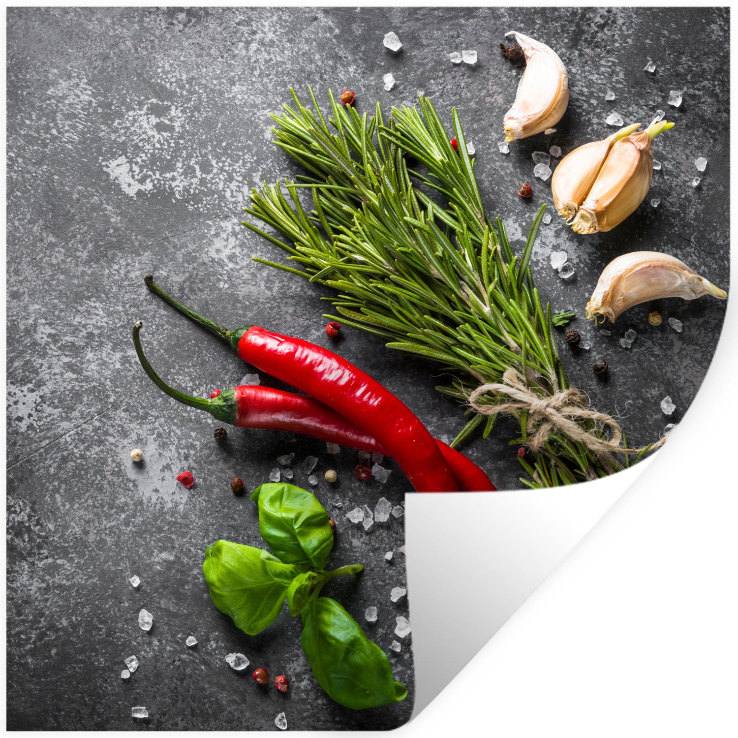 WANDTATTOO Pfeffer - Kräuter - Gewürze - Beton 50x50 cm - Dunkelgrau, Kunststoff (50/50/0.1cm) - MuchoWow