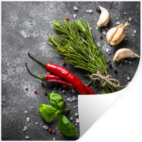 WANDTATTOO Pfeffer - Kräuter - Gewürze - Beton 50x50 cm - Dunkelgrau, Kunststoff (50/50/0.1cm) - MuchoWow