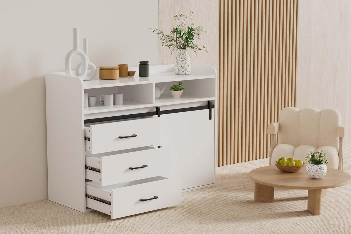 SIDEBOARD in 107/80/40cm - Weiß, Holzwerkstoff/Metall (107/80/40cm) - HOMAVO