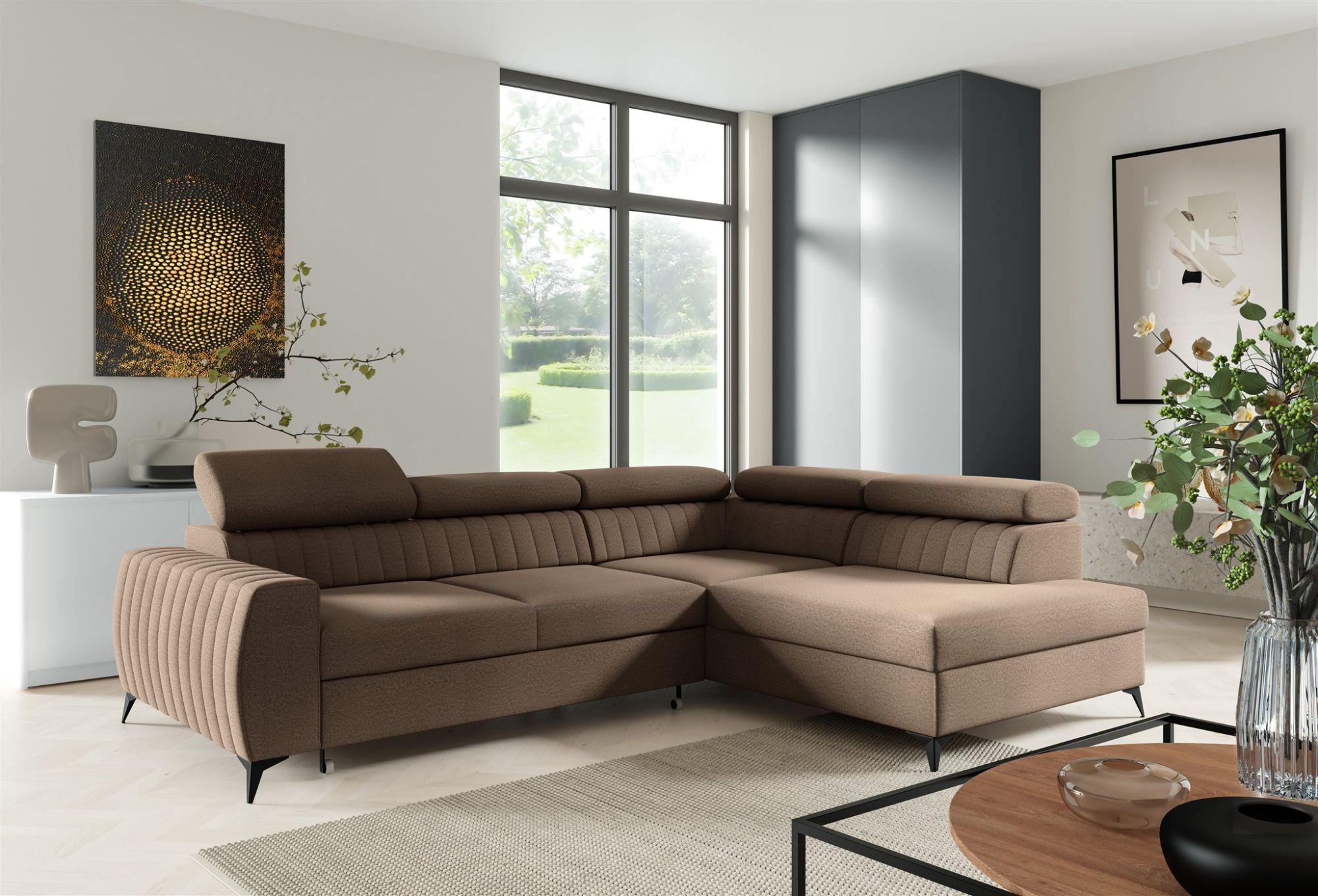 ECKSOFA Toronto - Braun, Holzwerkstoff/Textil (270/200cm) - Fun Möbel