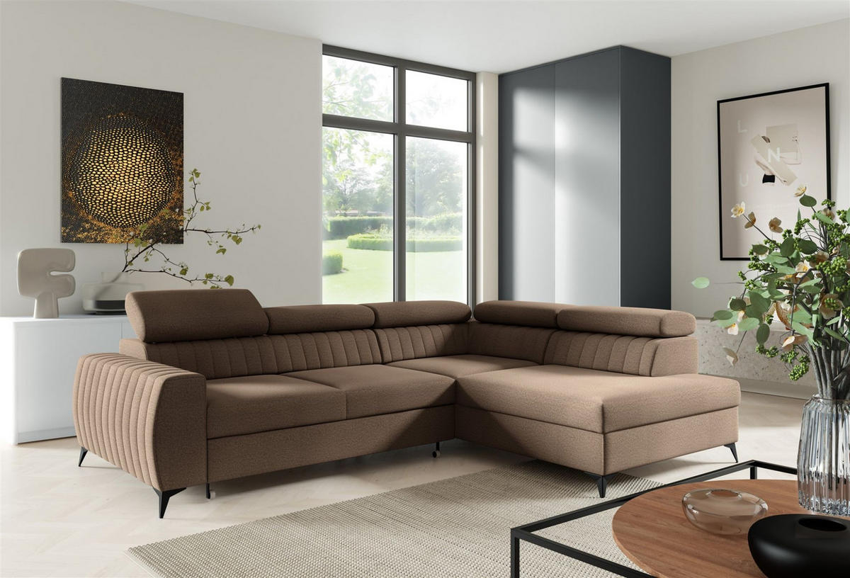 ECKSOFA Toronto - Braun, Holzwerkstoff/Textil (270/200cm) - Fun Möbel