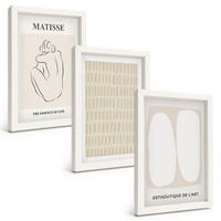BILDER SET 3er Set - 20x30 cm Weißer Rahmen - Linien, Formen, Beige, Weiß - Weiß, Kunststoff (20/30cm) - TULUP