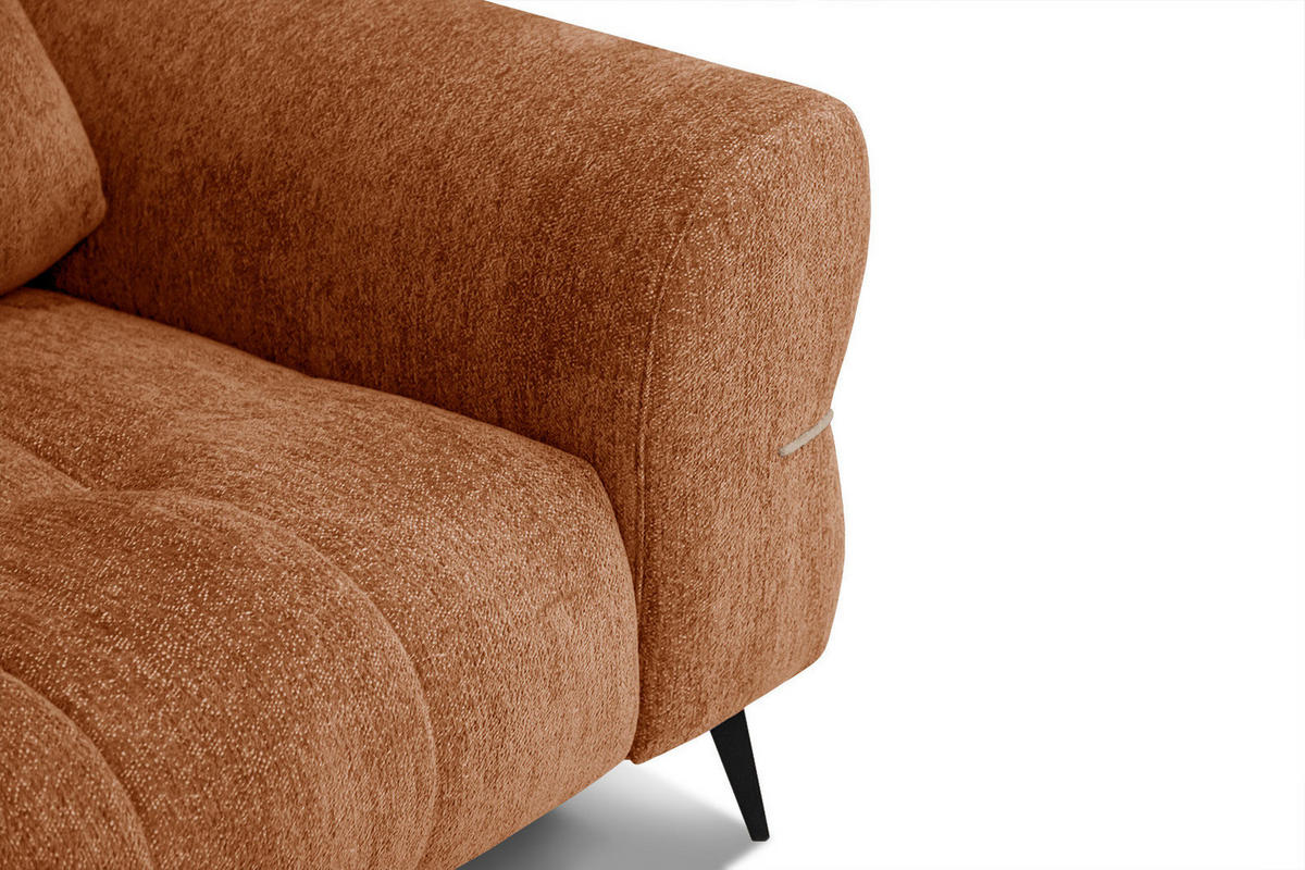 SOFA SALVINI 3-Sitzer, dunkelorange - Dunkelorange/Schwarz, Holzwerkstoff/Textil (176/88/99cm) - Courtois Laville