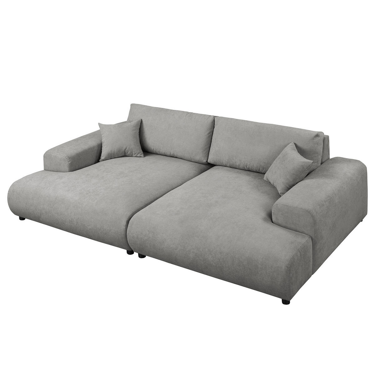 BIGSOFA - Schwarz/Grau, Kunststoff/Textil (237/79/144cm) - home24