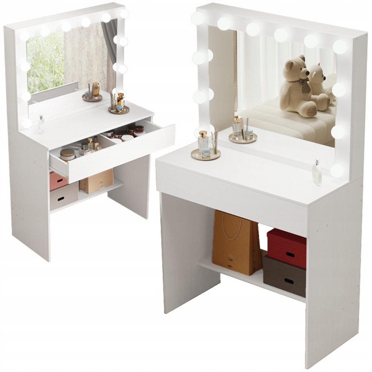 SCHMINKTISCH weißer 40/80/140 cm - Weiß, Holzwerkstoff (80/140/40cm)