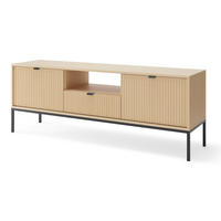 TV-SCHRANK Vicenza Eiche Schwarz Hohe Beine - Beige, Holzwerkstoff (154/56/39cm) - Sepro Meble