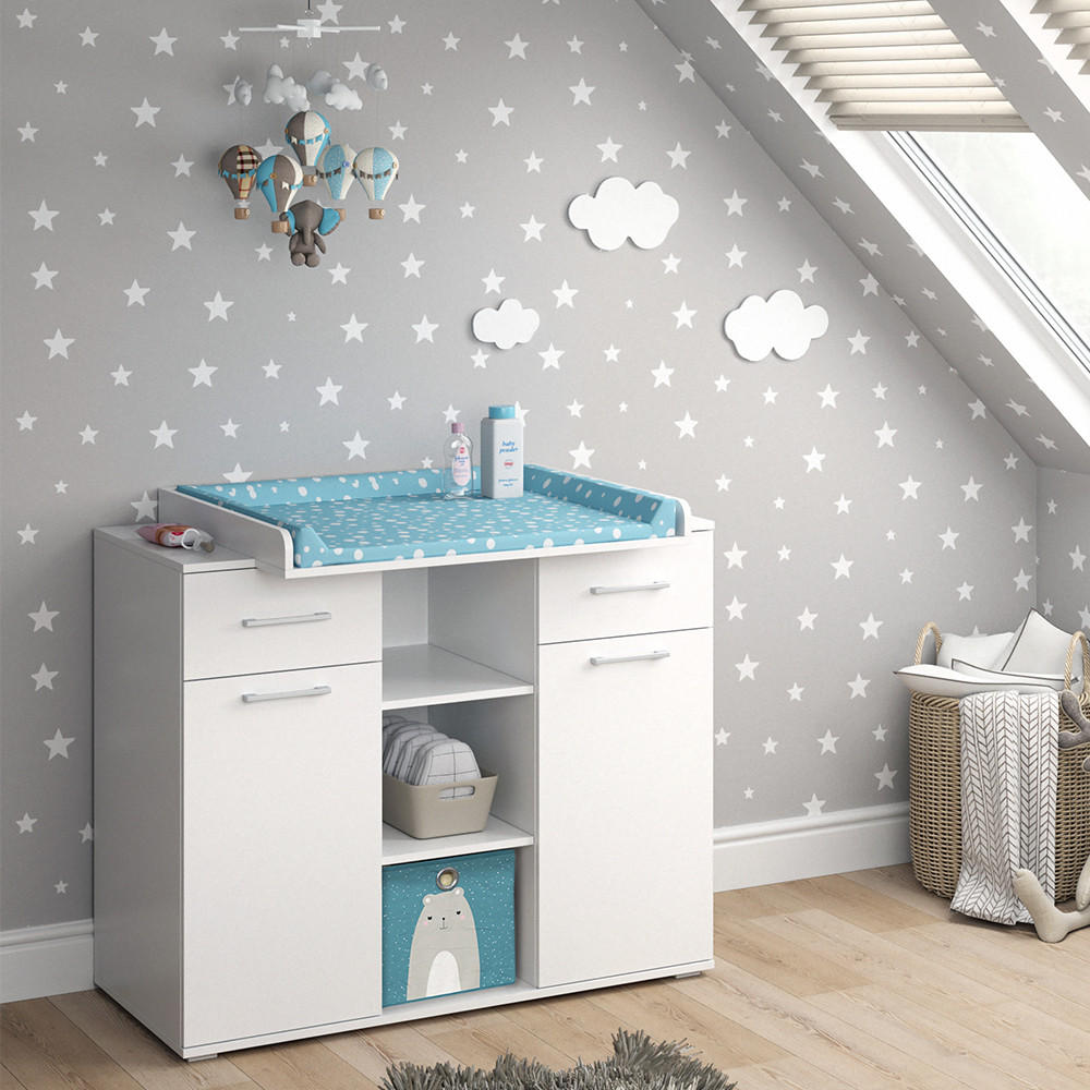 WICKELKOMMODE Leonie Weiß 113 x 109 cm - Weiß, Holzwerkstoff (113/109/70cm) - Vicco