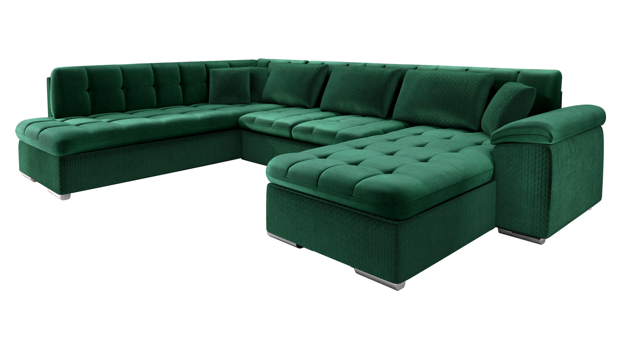 WOHNLANDSCHAFT Niko Bis Premium, Seite: Rechts - Smaragdgrün, Holz/Textil (348/76/205cm) - MIRJAN24
