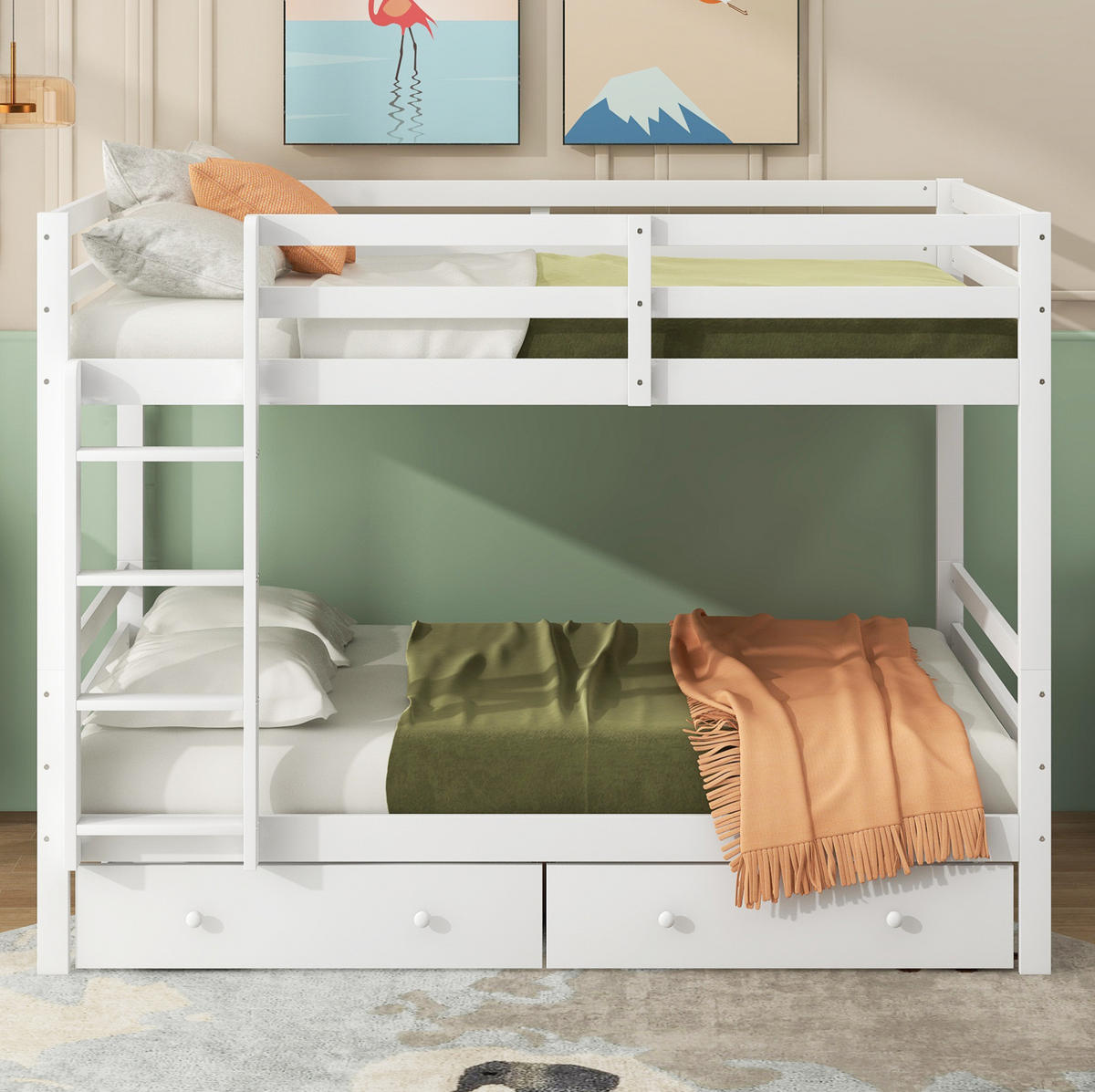 ETAGENBETT mit Schubladen 140x200 cm Kiefernholz Weiß - Weiß, Holzwerkstoff (140/200cm) - Beauniv