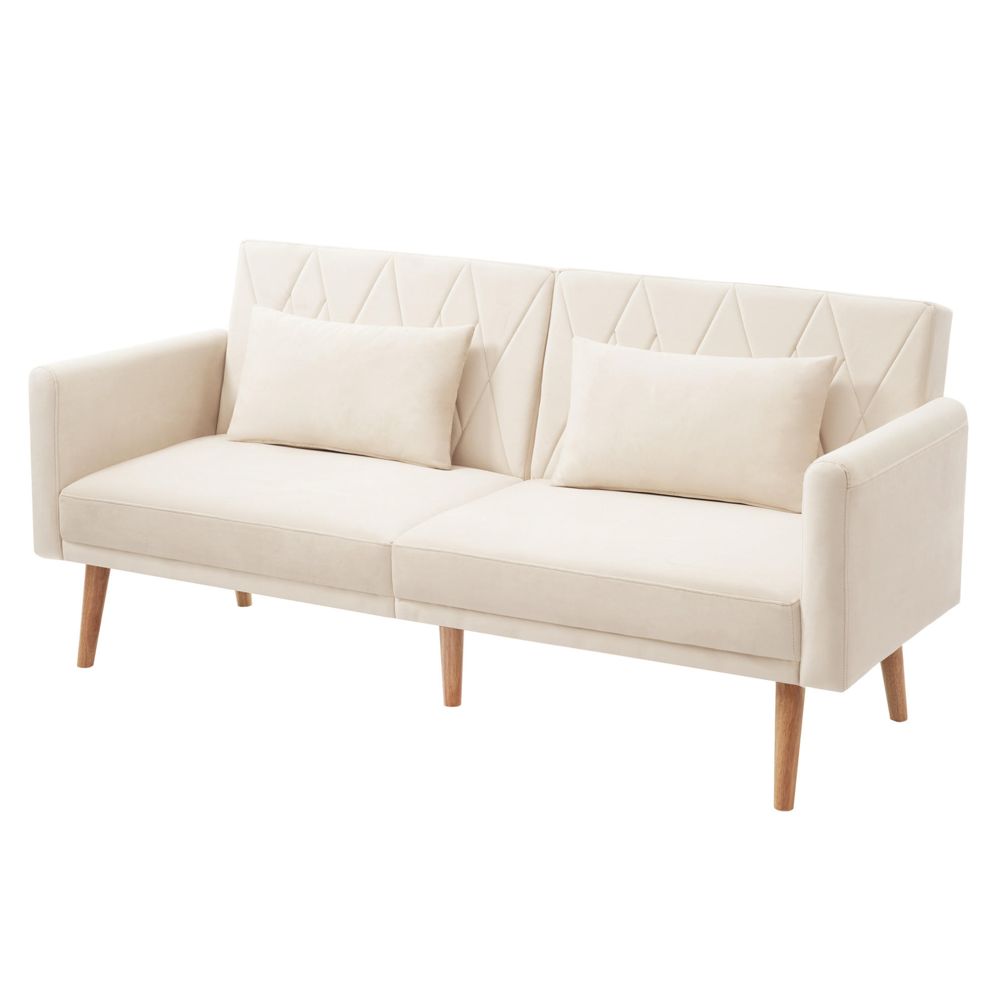 SCHLAFSOFA Samt mit verstellbarer Rückenlehne und Armlehnen Beige 180/75/82 cm - Beige, Textil (82/75/180cm) - Redom