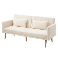SCHLAFSOFA Samt mit verstellbarer Rückenlehne und Armlehnen Beige 180/75/82 cm - Beige, Textil (82/75/180cm) - Redom