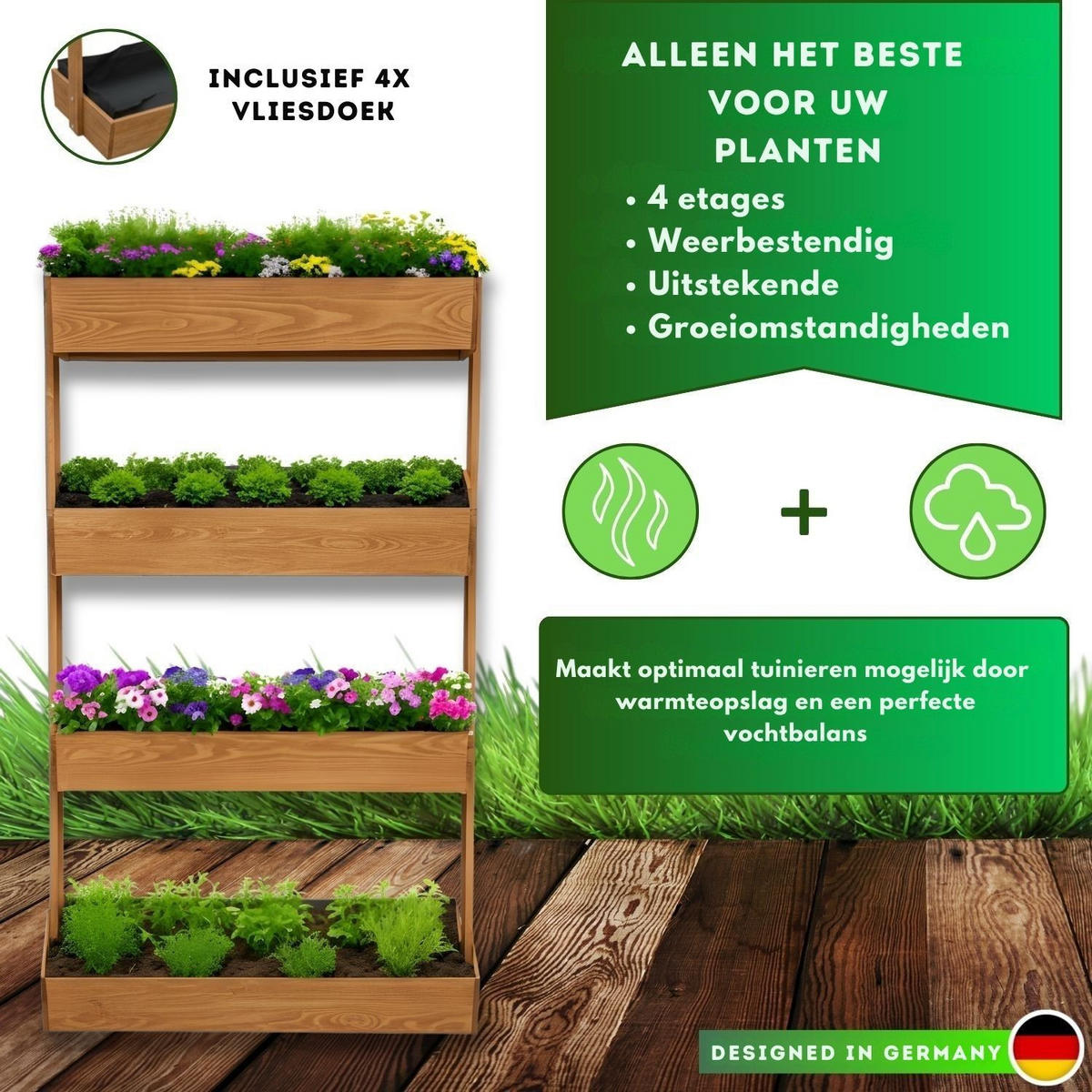 VERTIKALBEET VERA 4 Etagen Farbe Braun 85/45/140 cm - Braun, Holz (45/140/85cm) - Coemo