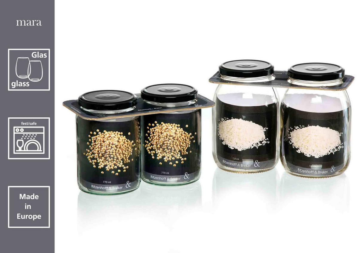 VORRATSGLÄSER-SET Mara transparent 770 ml 2er Set - Transparent, Glas (9/14/9cm) - Ritzenhoff Breker