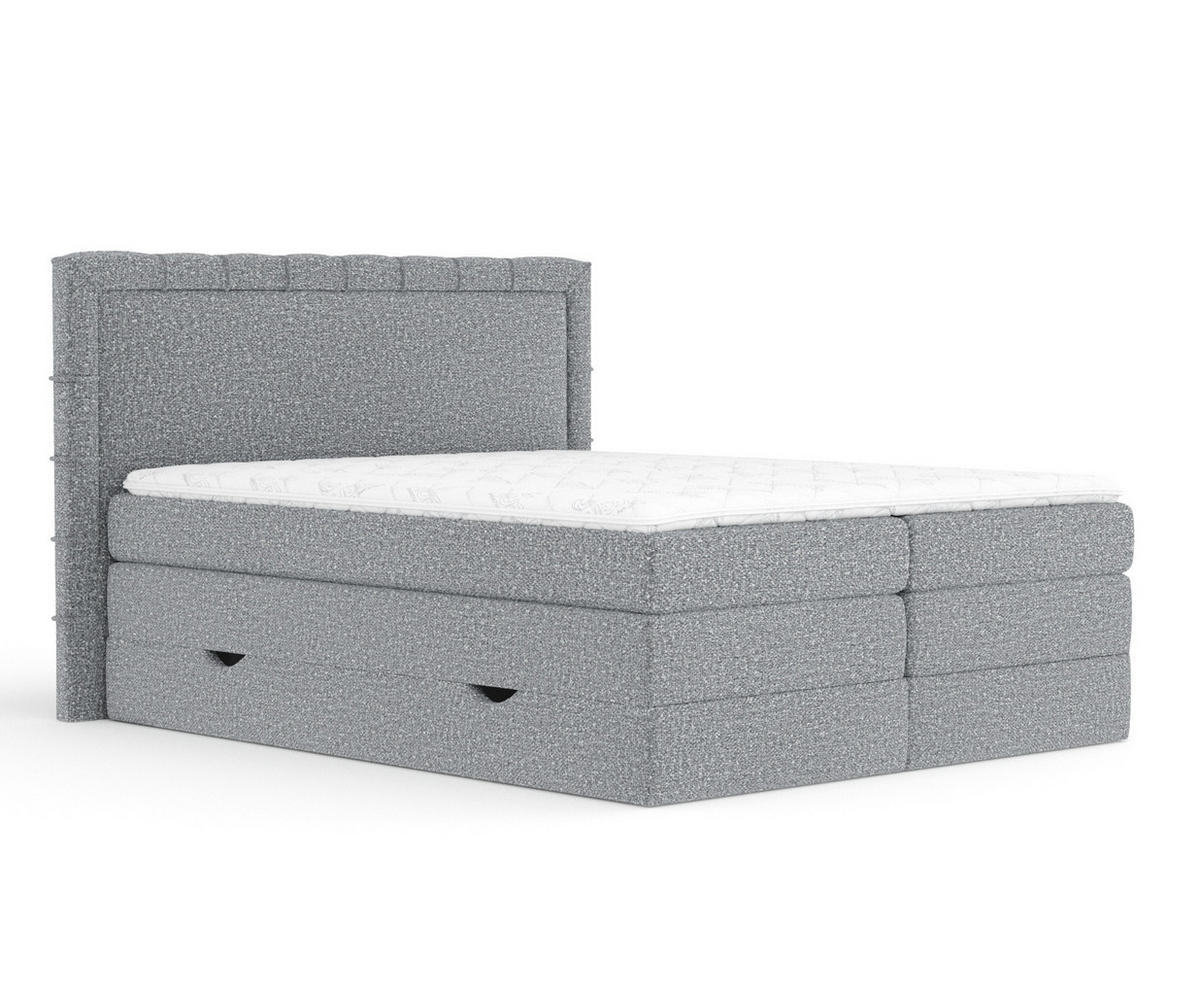 BOXSPRINGBETT Rosabel Grau 140/200 cm mit Matratze und Topper - Schwarz/Grau, Holz/Holzwerkstoff (140/200cm) - Maison de Reve