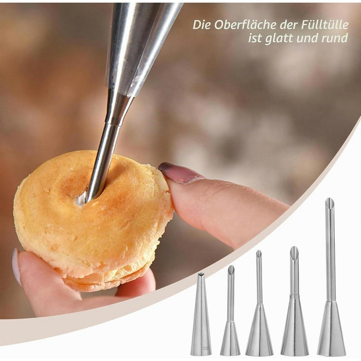 SPRITZTÜLLEN 5-teiliges Set Edelstahl - Silberfarben, Metall (2.5/1/14cm)