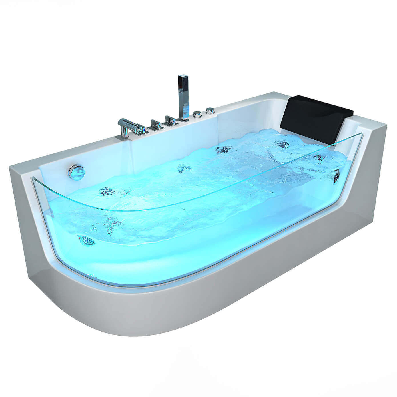 WHIRLPOOL Badewanne mit Lichttherapie CARICA - 170 x 80 cm Links - Weiß, Keramik (170/59/80cm) - Home Deluxe